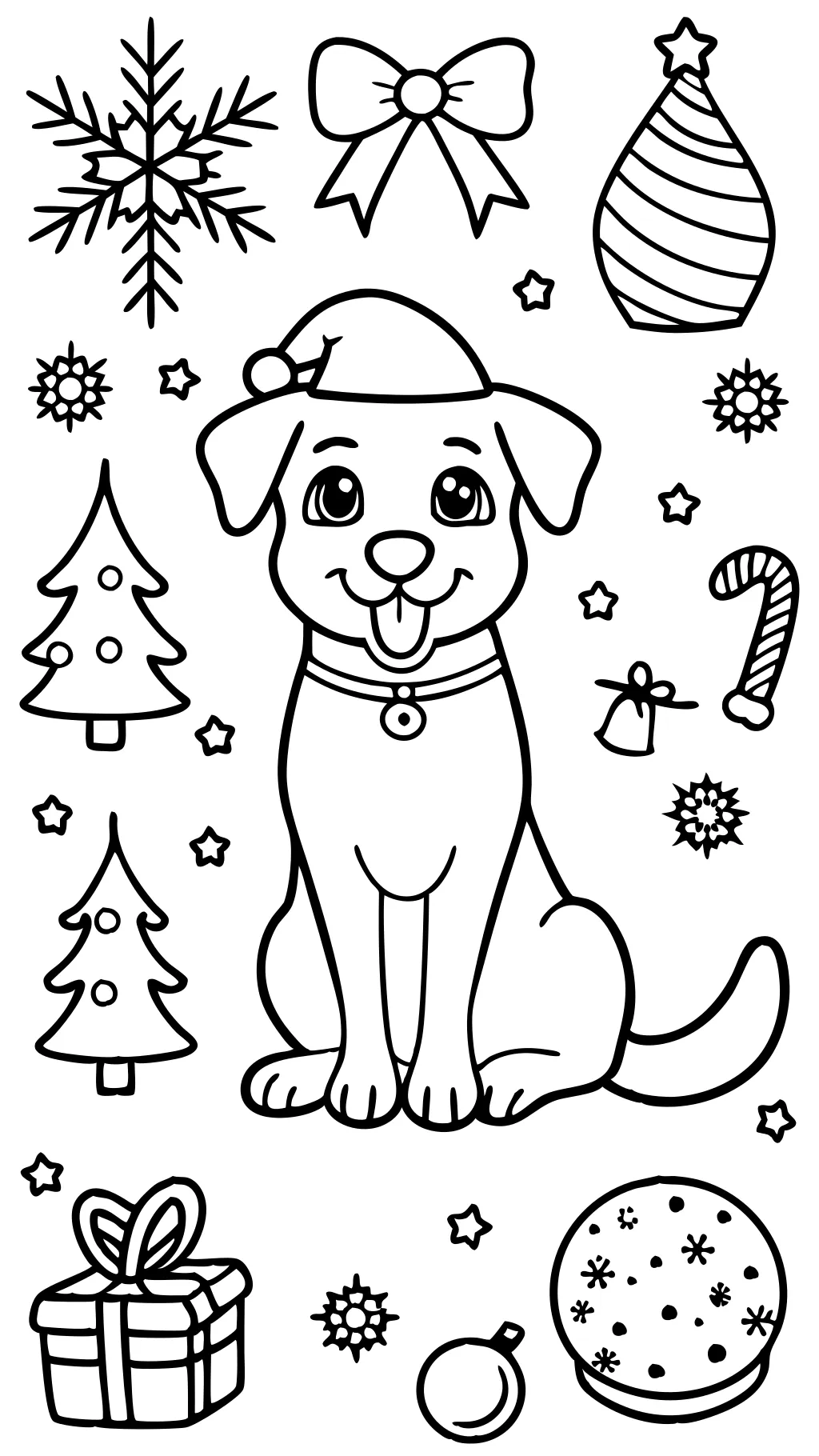 coloriages de Noël de chien